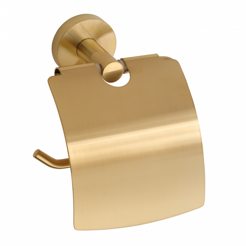 Toilettenpapierhalter PVD mit Deckel | goldene Matte
