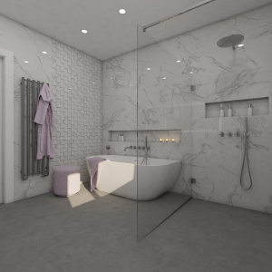 Badezimmer - Entwurf - Pohled od toalety na vanu