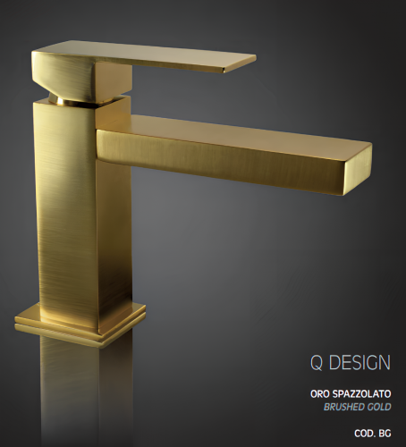 Q-DESIGN Waschtischarmatur ohne Griffloch | Standhebel | niedrig | 138 mm | goldene matt