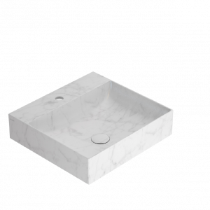 Waschbecken T-EDGE | 500x470x120 | ohne Batterieloch | Carrara-Marmor matt