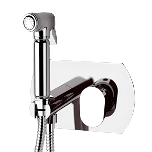 Unterputz-Armatur mit WC-Handbrause, eckig, Chrom INFINITY | Edelstahlfarbe