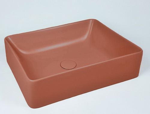 Waschtisch Slim | 500 x 380 x 130 mm | aufsatz | rechteckig | Granatapfel rot matt