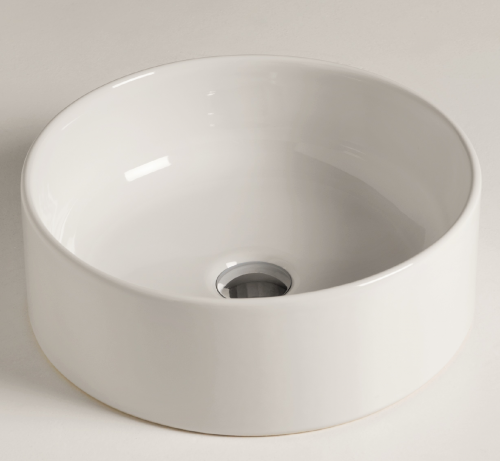 Waschtisch SLIM TONDO 400 x 400 x 130 mm | aufsatz | ringförmig | Hellbraun matt